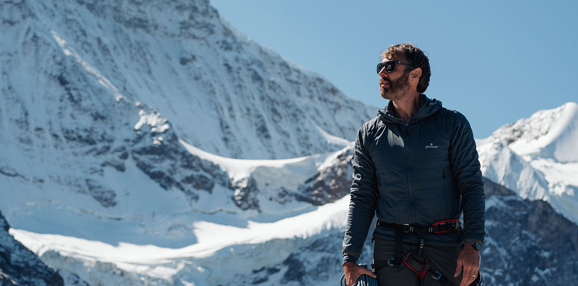 Eiger Mountain landscape with climber